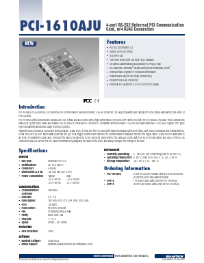 PCI-1610AJU Datasheet PDF Advantech Co., Ltd.