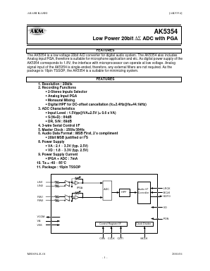 AKD5354 Datasheet PDF  Asahi Kasei Microdevices