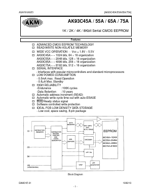 AK93C45ANF Datasheet PDF  Asahi Kasei Microdevices