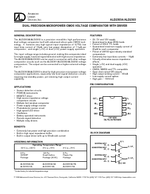 ALD2303DA Datasheet PDF Advanced Linear Devices