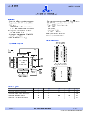 AS7C31024B-15TJCN Datasheet PDF Alliance Semiconductor