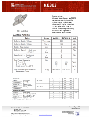 MJ16018 Datasheet PDF America Semiconductor, LLC