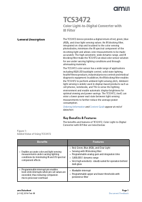 TCS3472 Datasheet PDF austriamicrosystems AG