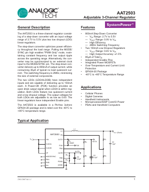AAT2503IZL-BAA-T1 Datasheet PDF Advanced Analogic Technologies