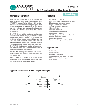 AAT1110IJS-0.6-T1 Datasheet PDF Advanced Analogic Technologies