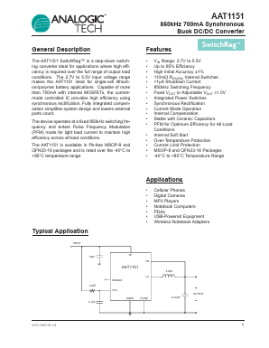 AAT1151IKS-1.8-T1 Datasheet PDF Advanced Analogic Technologies