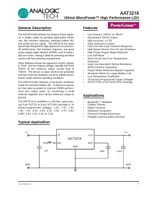 AAT3218IJS-2.6-T1 Datasheet PDF Advanced Analogic Technologies