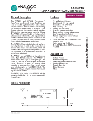 AAT3221IJS-3.5-T1 Datasheet PDF Advanced Analogic Technologies