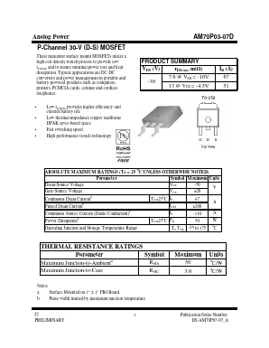 AM70P03-07D Datasheet PDF Analog Power