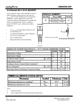 AM90N06-30P Datasheet PDF Analog Power