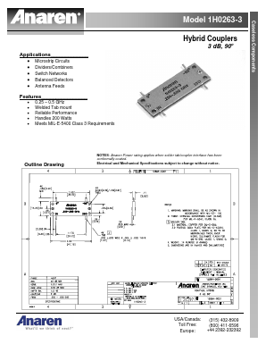 1H0263-3 Datasheet PDF Anaren Microwave