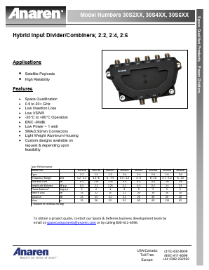 30S6XX Datasheet PDF Anaren Microwave