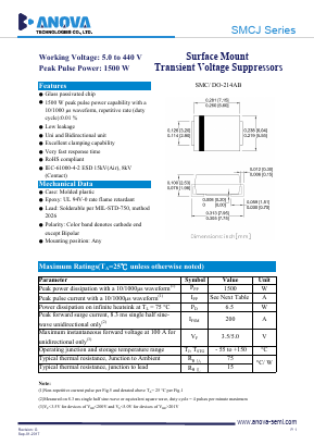 SMCJ180A Datasheet PDF Anova Technologies CO., LTD.