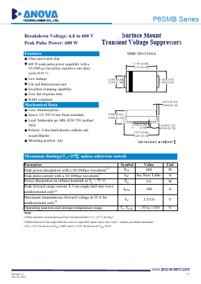 P6SMB180A Datasheet PDF Anova Technologies CO., LTD.