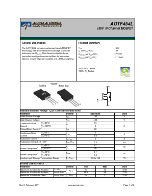 AOTF454L Datasheet PDF Alpha and Omega Semiconductor