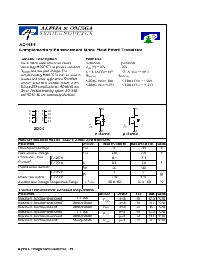 AO4616 Datasheet PDF Alpha and Omega Semiconductor