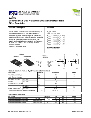AO8830L Datasheet PDF Alpha and Omega Semiconductor