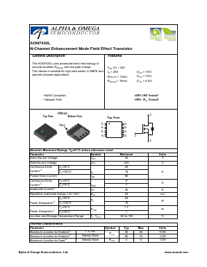AON7430L Datasheet PDF Alpha and Omega Semiconductor