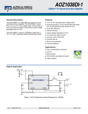 AOZ1038DI-1 Datasheet PDF Alpha and Omega Semiconductor