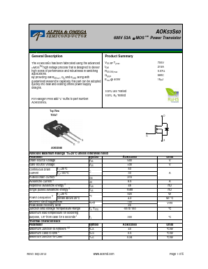 AOK53S60 Datasheet PDF Alpha and Omega Semiconductor