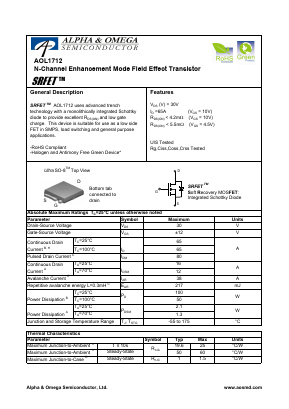 AOL1712 Datasheet PDF Alpha and Omega Semiconductor