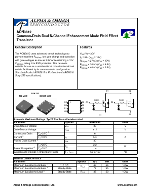 AON3812 Datasheet PDF Alpha and Omega Semiconductor