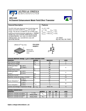 AOL1442 Datasheet PDF Alpha and Omega Semiconductor