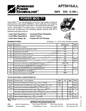 APT5010JLL Datasheet PDF Advanced Power Technology 