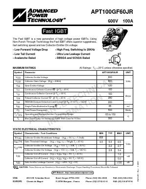 APT100GF60JR Datasheet PDF Advanced Power Technology 