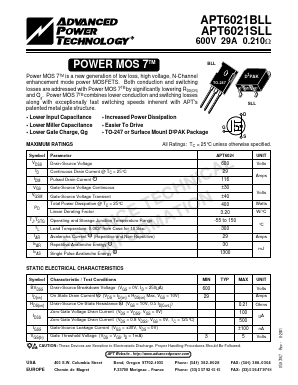 APT6021BLL Datasheet PDF Advanced Power Technology 