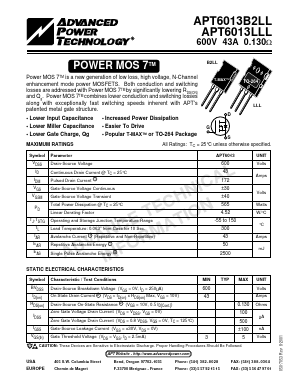 APT6013 Datasheet PDF Advanced Power Technology 