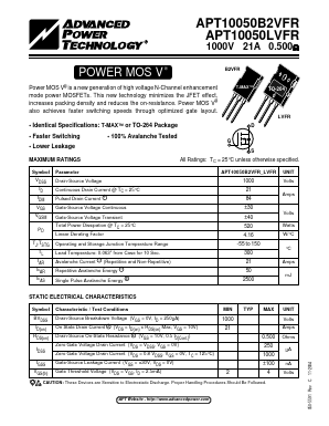 APT10050B2VFR Datasheet PDF Advanced Power Technology 