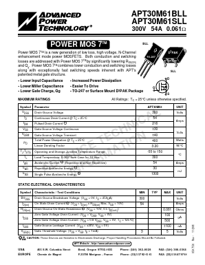 APT30M61SLL Datasheet PDF Advanced Power Technology 