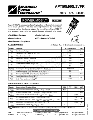 APT50M60L2VFR Datasheet PDF Advanced Power Technology 