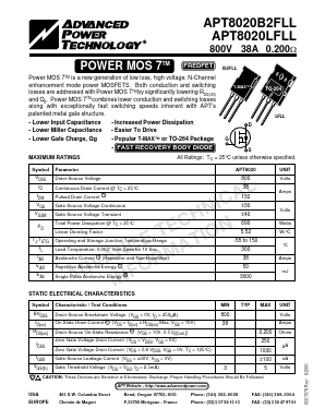 APT8020LFLL Datasheet PDF Advanced Power Technology 