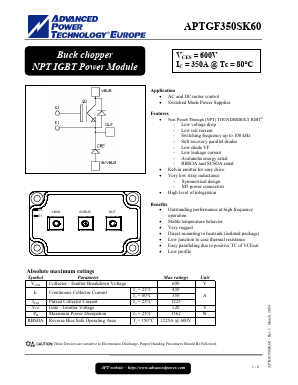 APTGF350SK60 Datasheet PDF Advanced Power Technology 