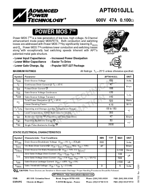 APT6010JLL Datasheet PDF Advanced Power Technology 