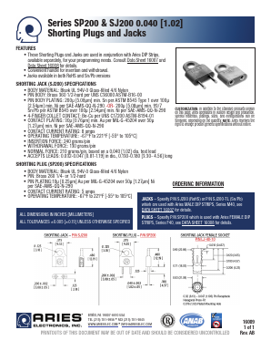 SJ200 Datasheet PDF Aries Electronics, Inc.