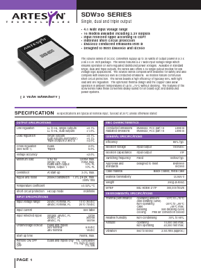 SDW30-48S3V3 Datasheet PDF Artesyn Technologies