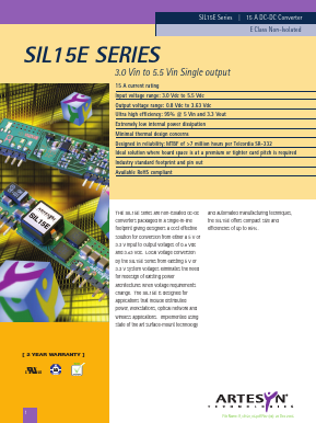 SIL15E-05W3V3-VJ Datasheet PDF Artesyn Technologies