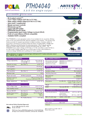 PTH04040 Datasheet PDF Artesyn Technologies