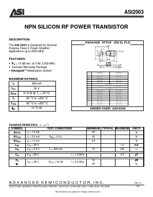 ASI2003 Datasheet PDF Advanced Semiconductor