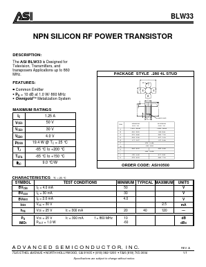 BLW33 Datasheet PDF Advanced Semiconductor