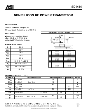 SD1414 Datasheet PDF Advanced Semiconductor
