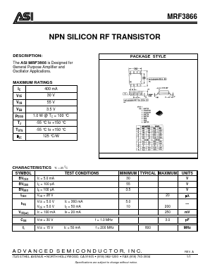 MRF3866 Datasheet PDF Advanced Semiconductor
