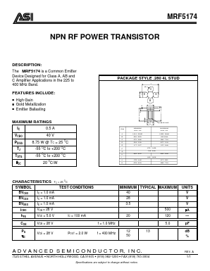 MRF5174 Datasheet PDF Advanced Semiconductor