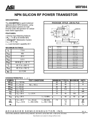 MRF894 Datasheet PDF Advanced Semiconductor