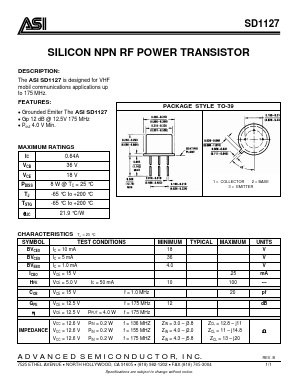 SD1127 Datasheet PDF Advanced Semiconductor