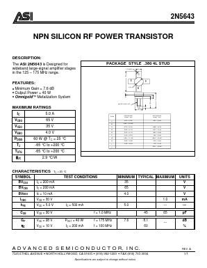 2N5643 Datasheet PDF Advanced Semiconductor