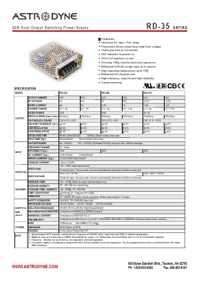 RD-35B Datasheet PDF Astrodyne Corporation